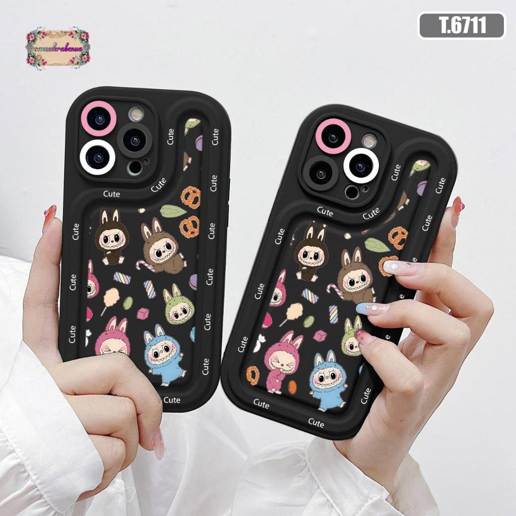 SS985 Labubu Double Side Case Cute Silikon Softcase Casing Hp Compatible For Iphone 6 6S 7 8 SE 2020