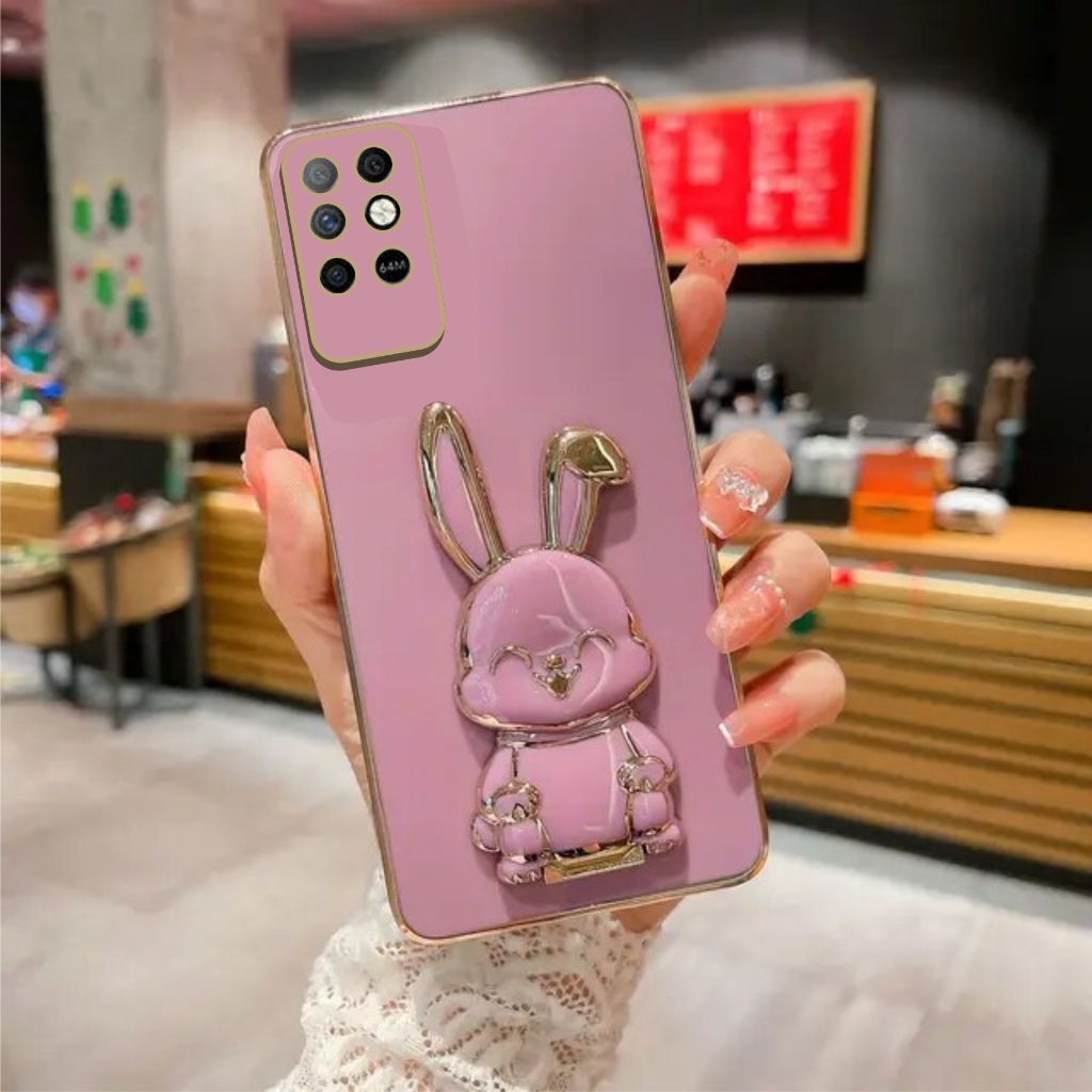 Soft Case Infinix Note 8 Casing Luxury 6D Free Stand Holder Tarikan Kelinci