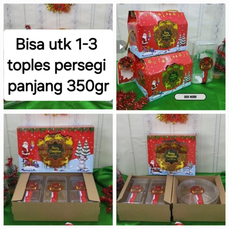 

(Free Hangtag) Christmas Box Natal 1 toples 350gr Box Natal 2 toples 350gr Box Natal 3 toples 350gr persegi panjang box souvenir natal dus kuker natal kotak cookies natal box hamper natal kotak kue natal box packaging natal Box Natal 1 toples 500gr