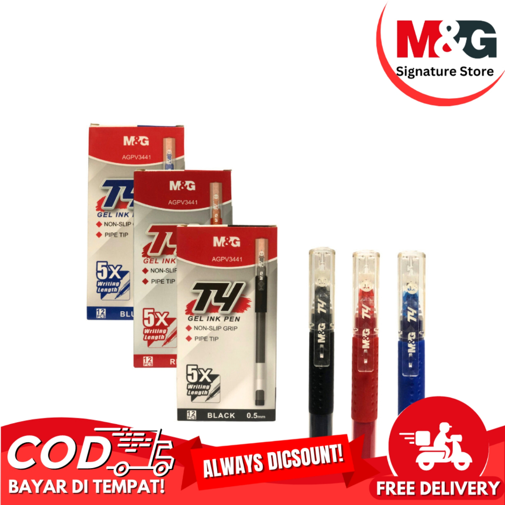 

Pulpen Gel T4 M&G Gel Pen M&G #AGPV3441 Tinta Hitam Biru Merah Tip 0.5 mm - SATUAN