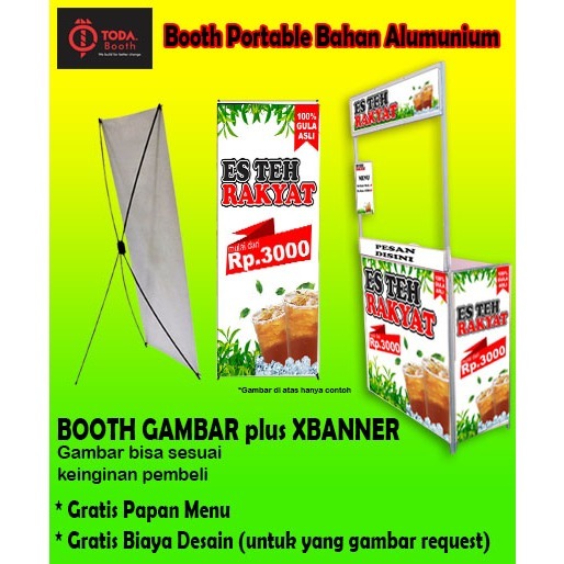 Booth Portable Aluminium/Gerobak Lipat/ATAP PINTU RODA/Gerobak Portable Lipat/Meja Lipat/Bahan alumu