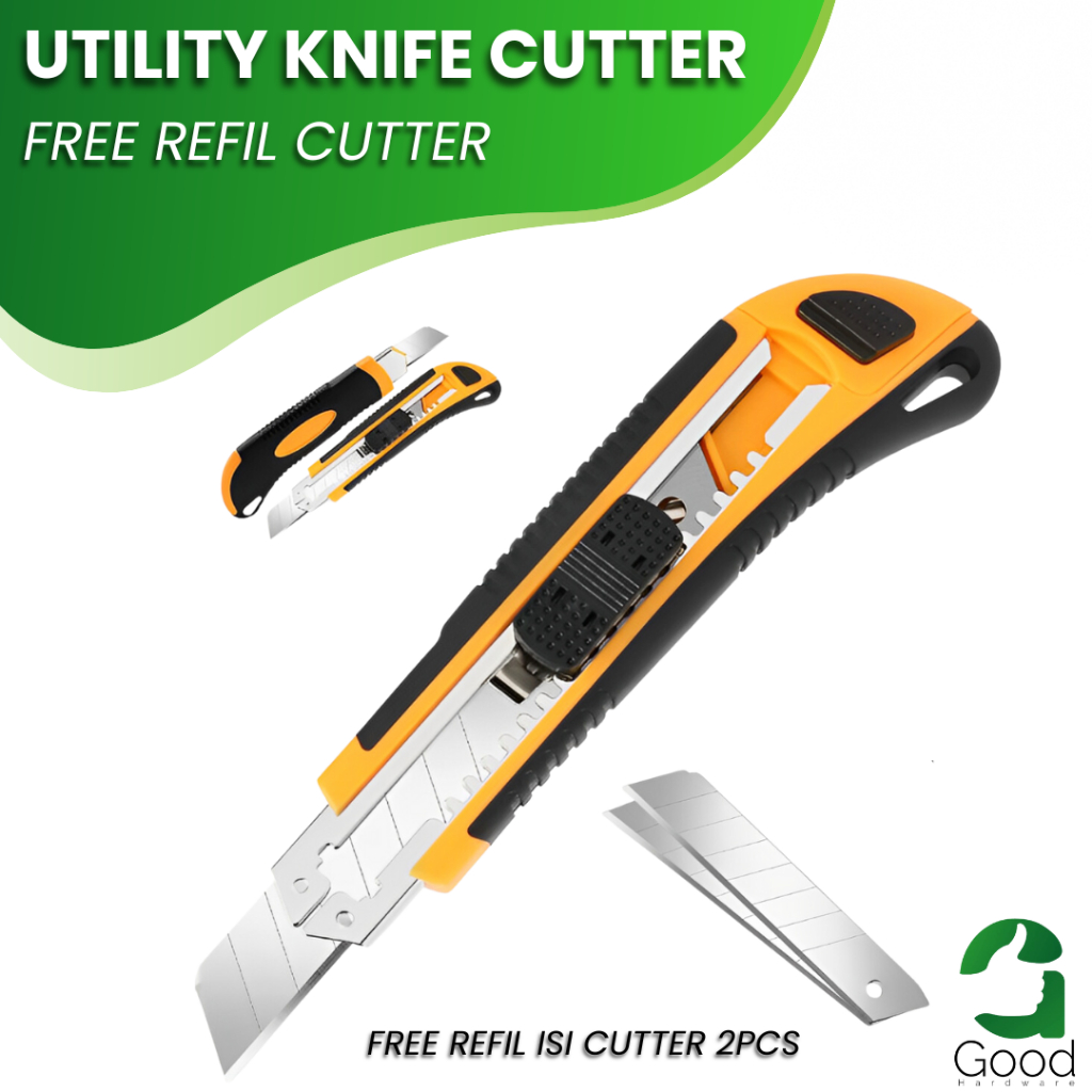 

Utility Knife Cutter Besar 18mm Silet Pemotong Kertas Kardus Free Refil 2315