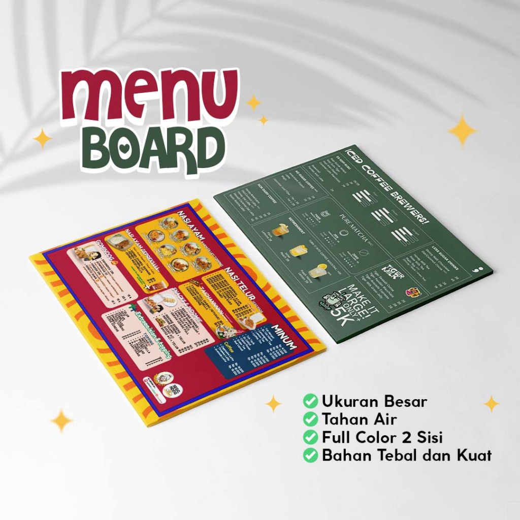 

Cetak Daftar Menu Board / Papan Menu / Menu Resto A3 + A4