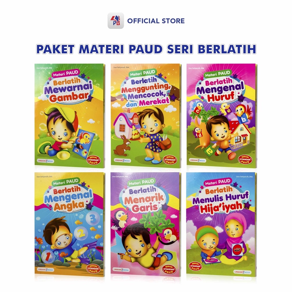 KODE C33B Paket Buku Belajar Anak Paud  TK Isi 6 Buku Materi Paud Berlatih Mewarnai Gambar  Menggunt