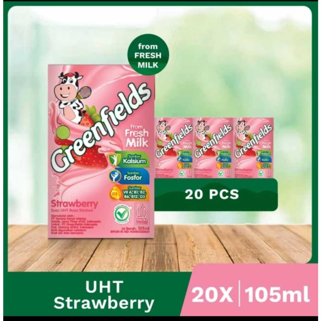

GRA Greenfields Susu UHT Vanila Cokelat Strawberry 105 ml - isi 10 pcs 20 pcs 40 pcs