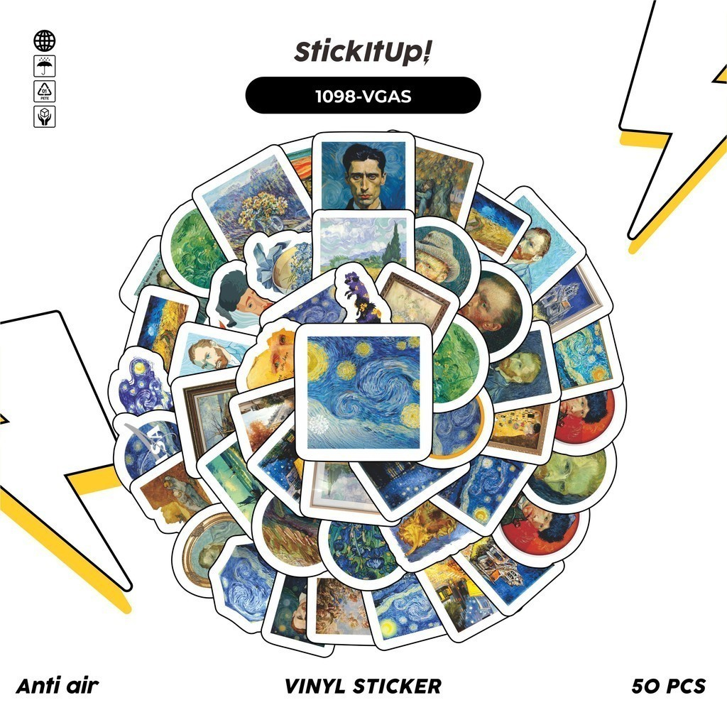 

COD✨ 100 Pcs Stiker Van Gogh Lucu Anti Air Untuk Dekorasi Notebook Sepeda Skateboard Handphone DIY
