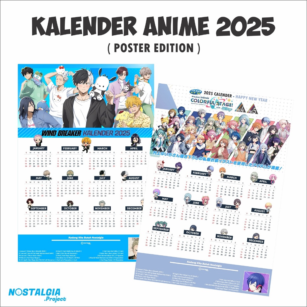 

KALENDER ANIME 2025 - Tahun Hijriah - Blue Lock Manga - Poster Project Sekai