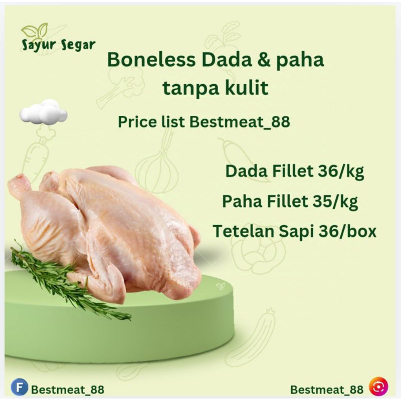 

Dada fillet ayam/BLD/boneless 1kg