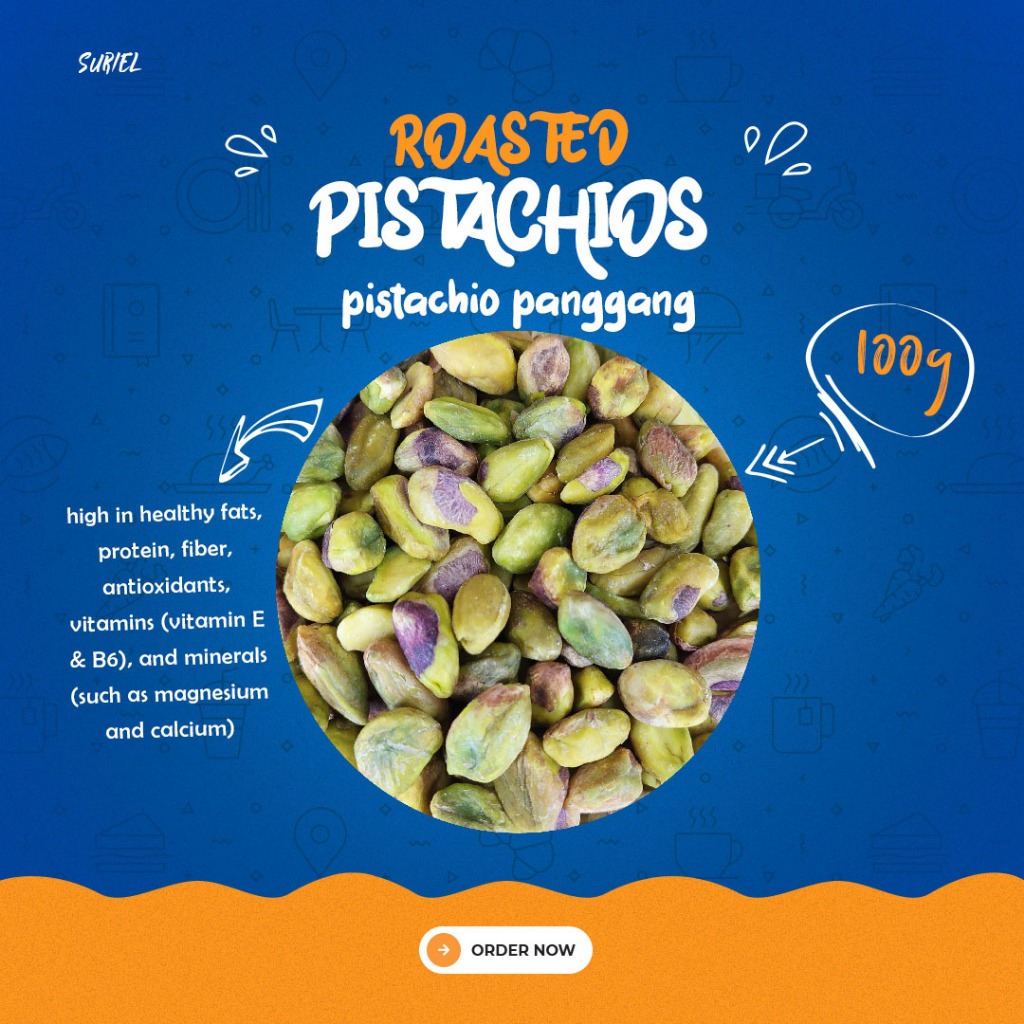 

Pistachio panggang tanpa cangkang ( roasted pistachios ) unsalted 100g