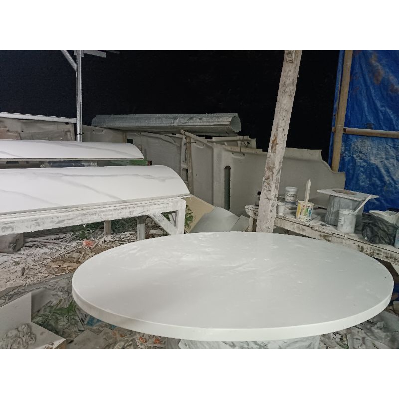 TOP TABLE SOLID SURFACE MEJA KOPI KERJA BACKPLASH CUSTOM