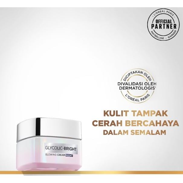 CM ✨ LOREAL Paris Glycolic Bright Glowing Night Cream | Krim Malam L'oreal