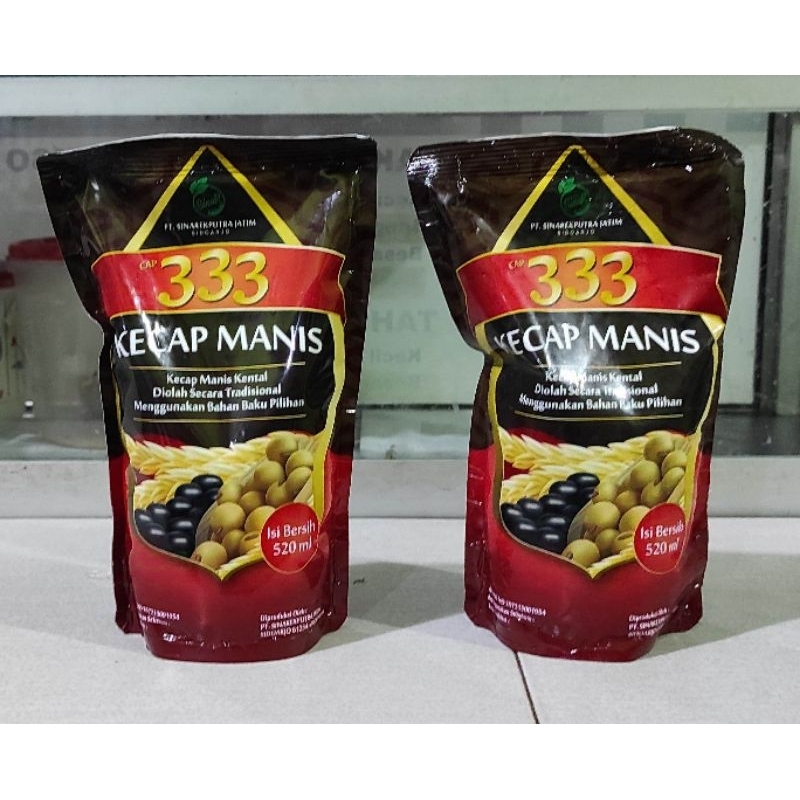 

Kecap Manis cap 333 - Kemasan pouch refill bantal isi ulang 520 ml - 750gr