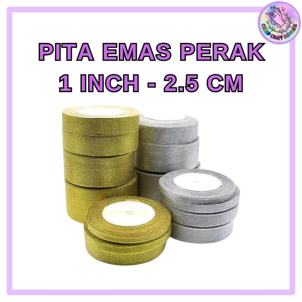 

Pita Emas Perak 1 Inch (2,5 Cm) // Pita Glitter