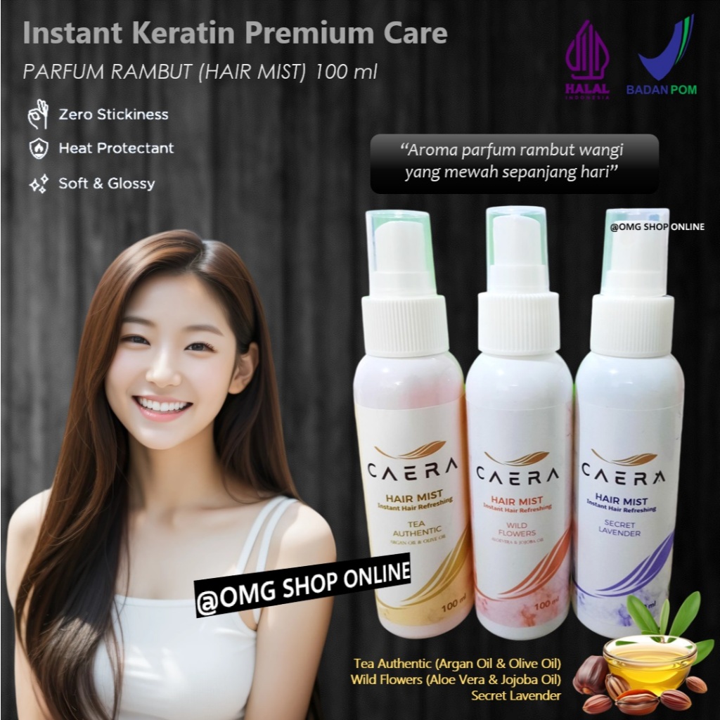 Termurah  CAERA Parfum Rambut Wanita Pria Wangi Tahan Lama 24 jam Hijab Friendly 100 ml Halal / Peng