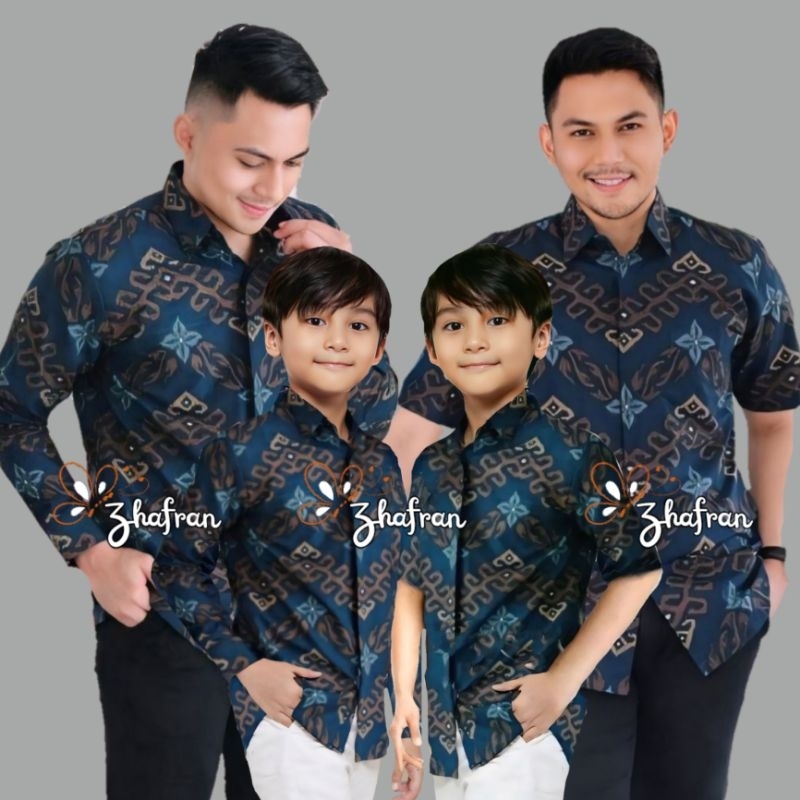 Couple Batik Ayah dan Anak Laki-laki Hem Kemeja Batik Dewasa dan Hem Kemeja Batik Anak