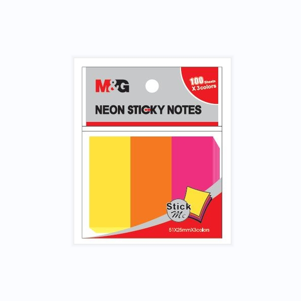 

TBMO M&G NEON 3 COLOR STICKY NOTES 100SHEETS 51X25MM-109600/YS-186