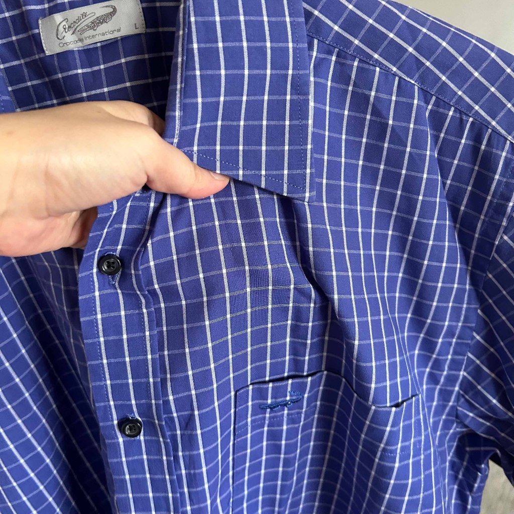 Crocodile original | Kemeja Pria biru kotak square | Preloved