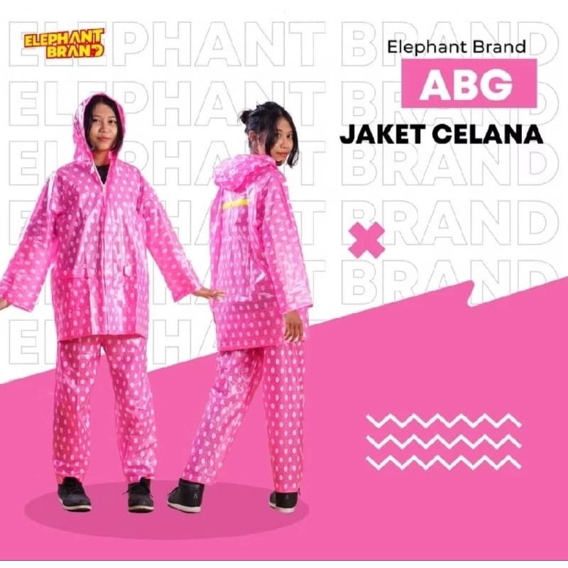 Jas Hujan Elephant Brand Jaket Celana Polkadot ABG