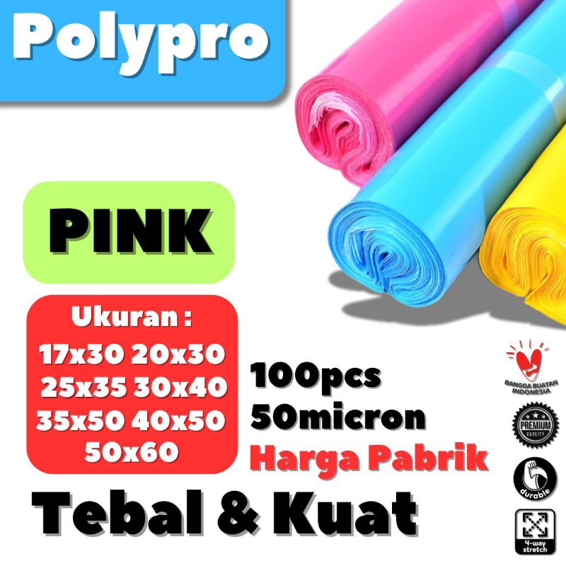 

Plastik Packing Pink Glossy / Polymailer Warna LDPE Glossy ( isi 100Pcs)