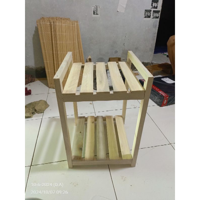 Rak Dispenser kayu Rak Galon Rak Serbaguna kayu jati belanda Susun 2