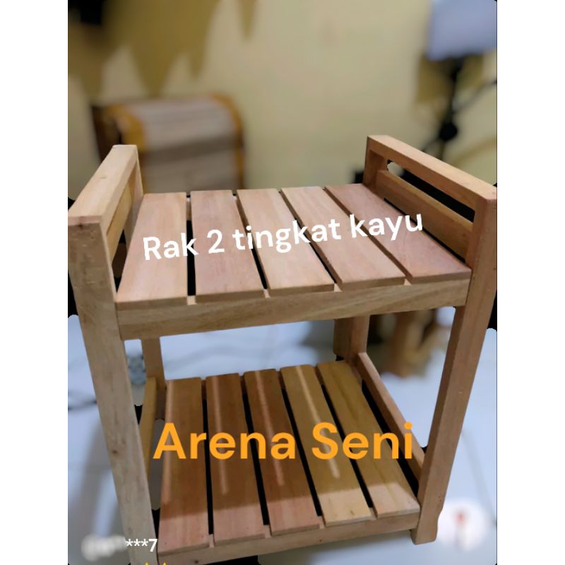 Rak Kayu Susun Rak Susun Tingkat 2 Rak Dispenser Rak Galon Kayu jati belanda