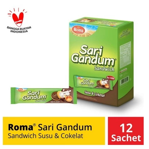 

ROMA SARI GANDUM COKELAT / 1 BOX ISI 12 PCS / 36gr