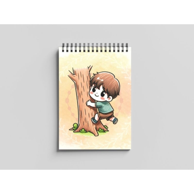 

Blocknote Spiral A6 oranye kuning pohon isi putih polos 50 lembar