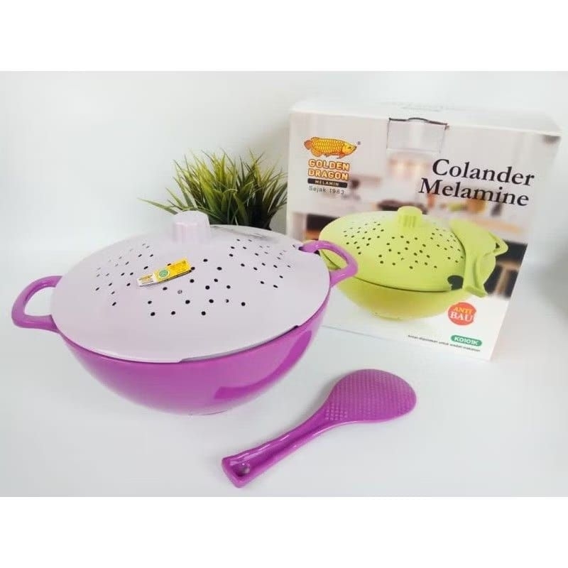 Sangku Nasi Melamin Ungu Bakul Wadah Nasi free Centong