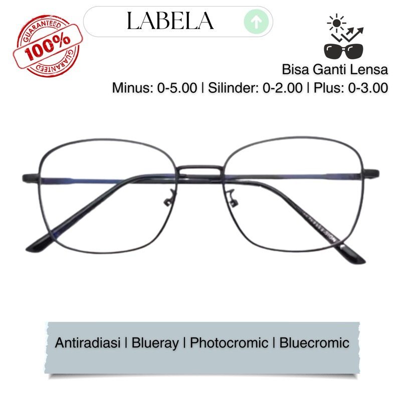Labela - Paket Kacamata minus 6639 // Paket frame lensa photocromic kotak cewe cowo // frame korea t