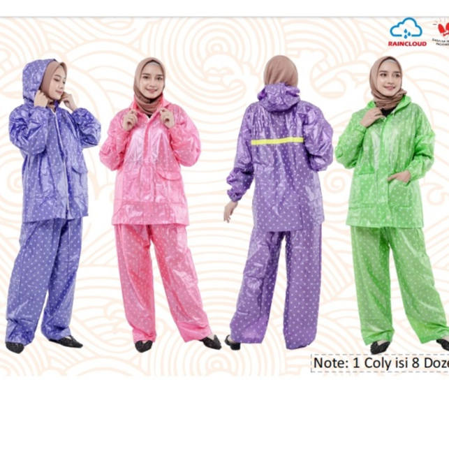 Jas Hujan Jaket Celana Pluto Polkadot