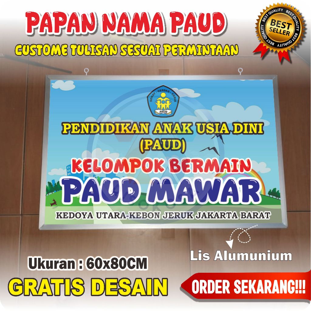 

CUSTOME PAPAN NAMA PAUD 60x80CM