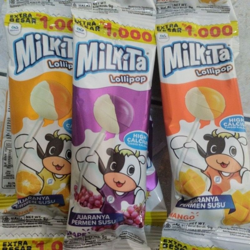 

milkita lollipop permen gagang susu buah"an 1renceng isi 10pcs
