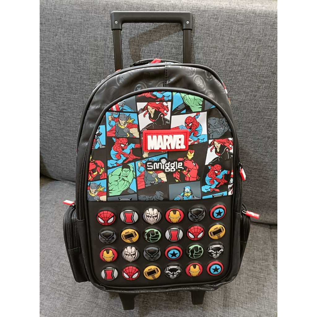 Tas Ransel Trolly anak Smiggle Luggages Premium Import (Roda didorong Menyala)