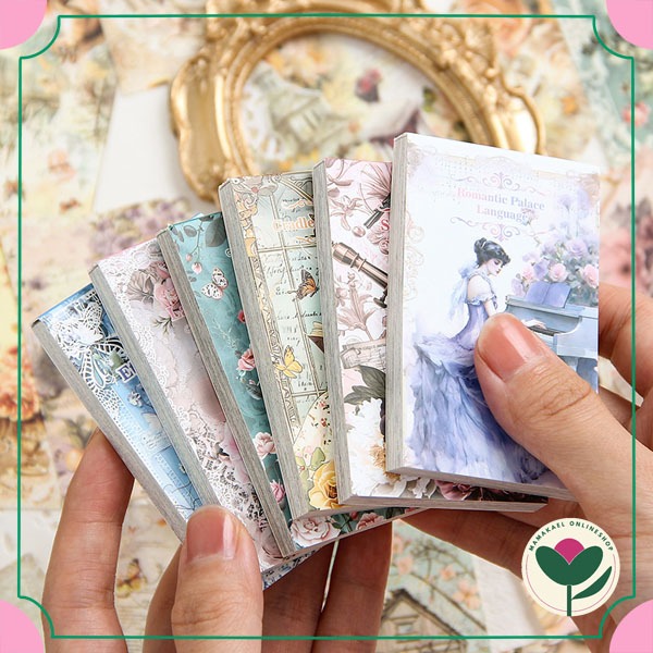 

1 set isi 50 lembar deco paper dream waltz vintage retro style aesthetic journaling asmr diy kertas hias MK1813