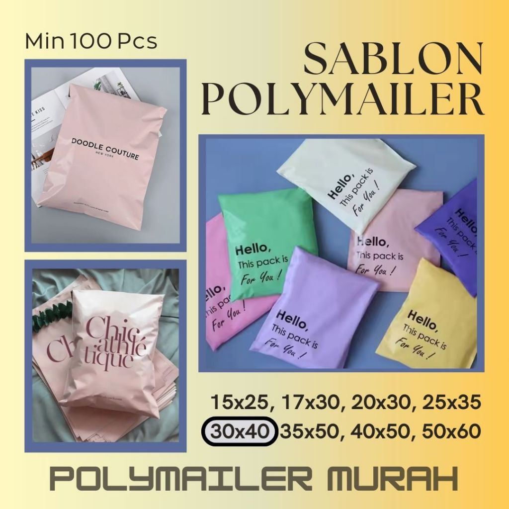 Sablon Logo cetak custom Plastik Polymailer 30x40 I 100PCS