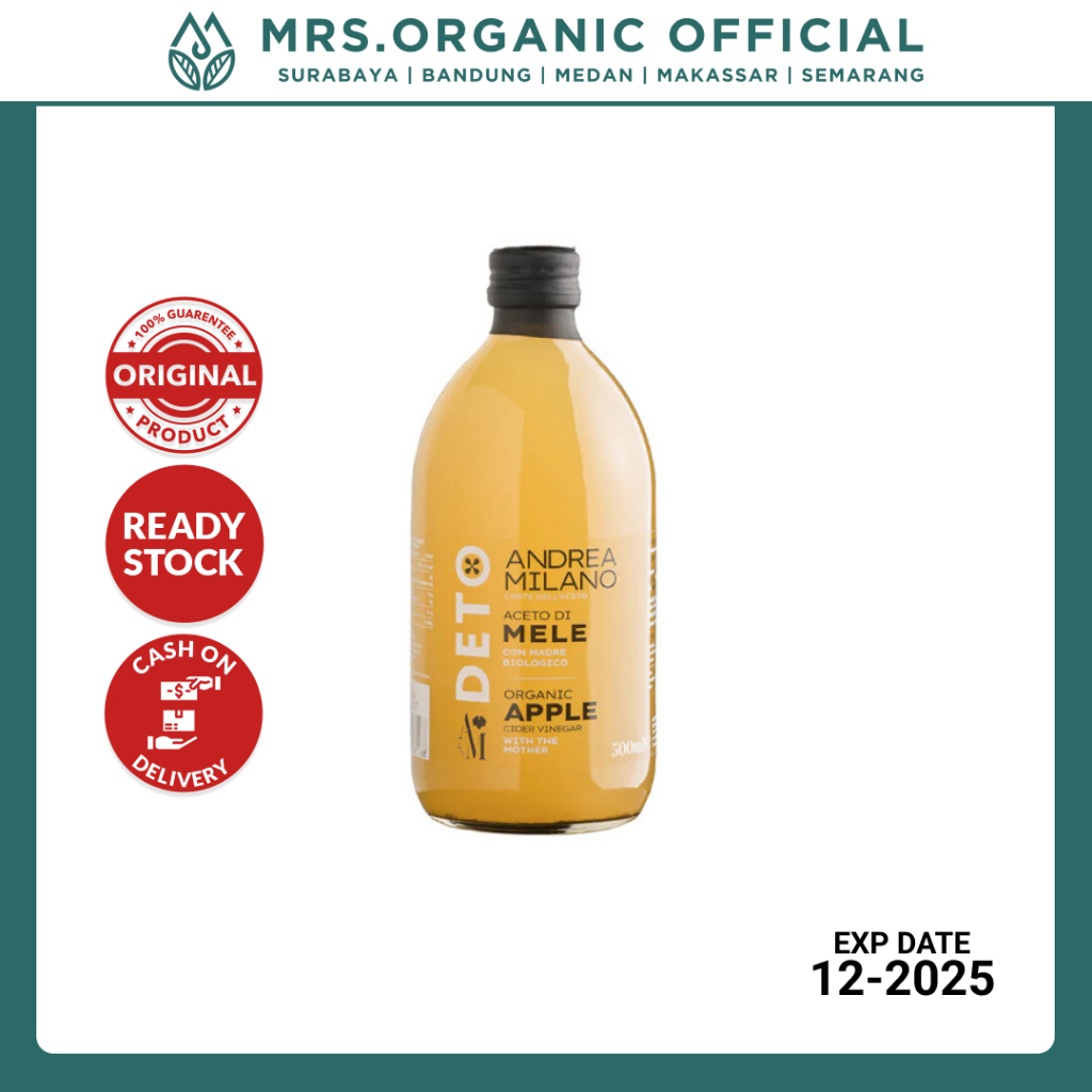 

Cuka Apel Andrea Milano Organic Apple Cider Vinegar Unfiltered 500ml - Cuka Apel