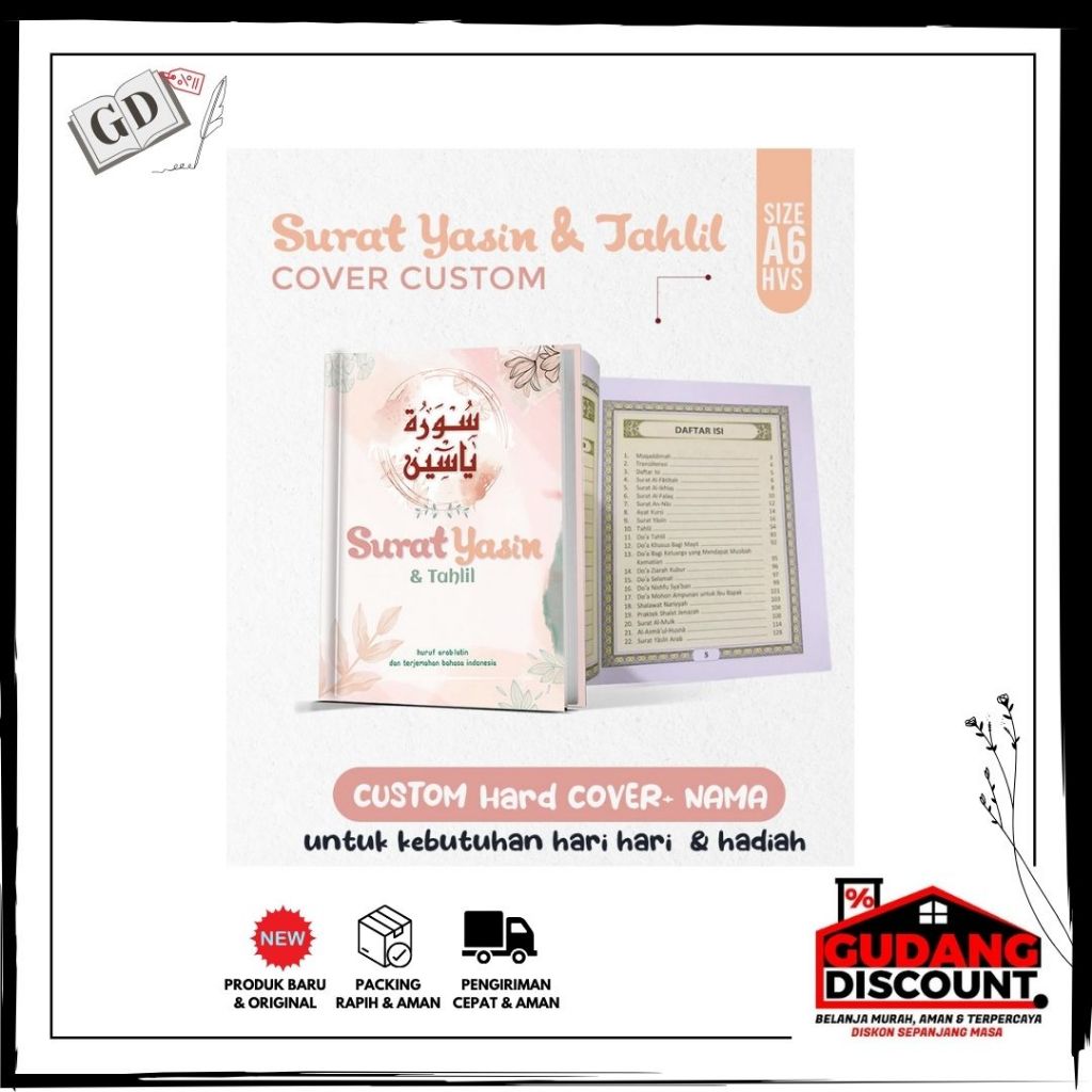 GD//Buku Surat Yasin Tahlil & Doa + Custom Soft Cover - Nama , Untuk Kebutuhan Sehari-Hari dan Ziara