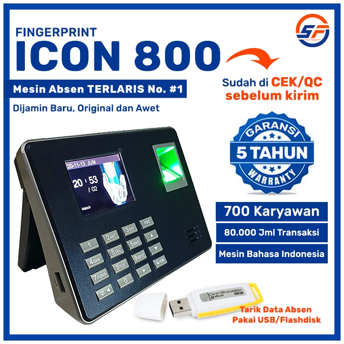 Fingerprint Mesin Absensi Sidik Jari ICON 16 & ICON 800 | Absen Finger Print Sidik Jari & PIN | Gara