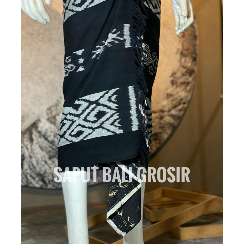 SAPUT BALI GROSIR MOTIF HITAM PUTIH- saput bali pria terbaru - tenun blanket-udeng-endek-kuning - sa