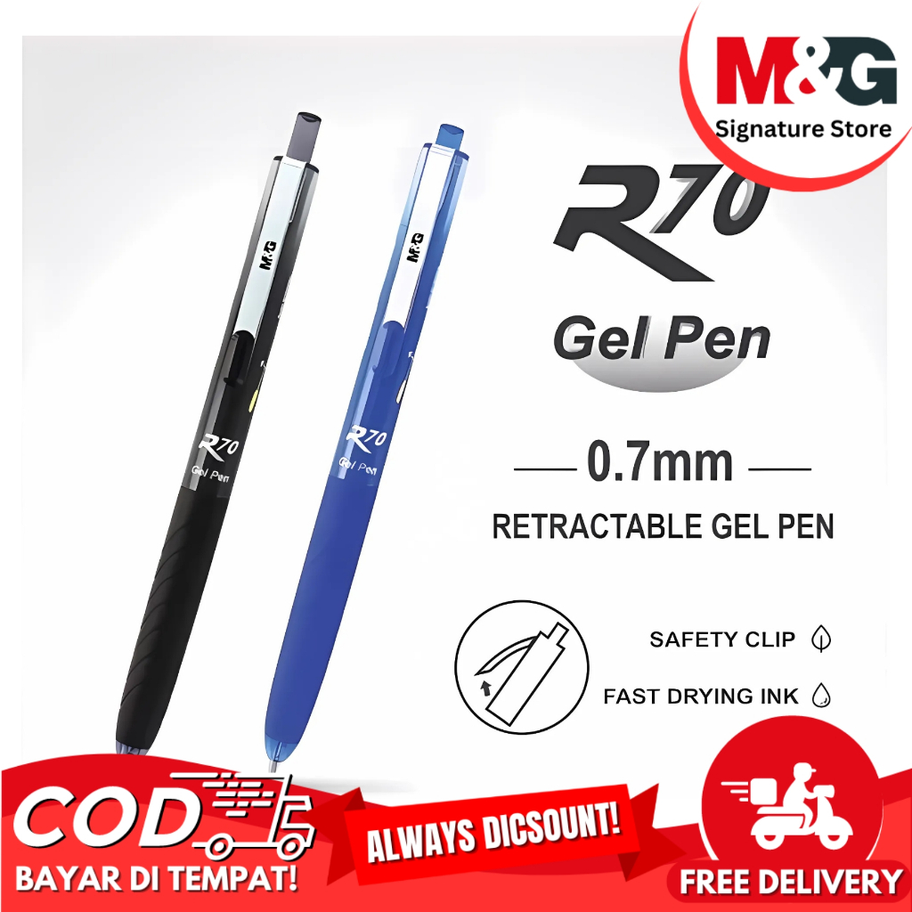 

Pulpen Gel Fast Dry M&G R70 Blue Black #AGPJ2771 Pulpen Cetek Tip 0.7 mm Tinta Biru - SATUAN