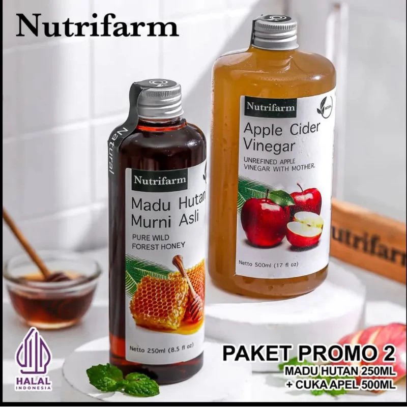 

PAKET PROMO!!! Paket CUKA APEL original APPLE cinegar 500ML dan madu Hutan murni asli 250ml