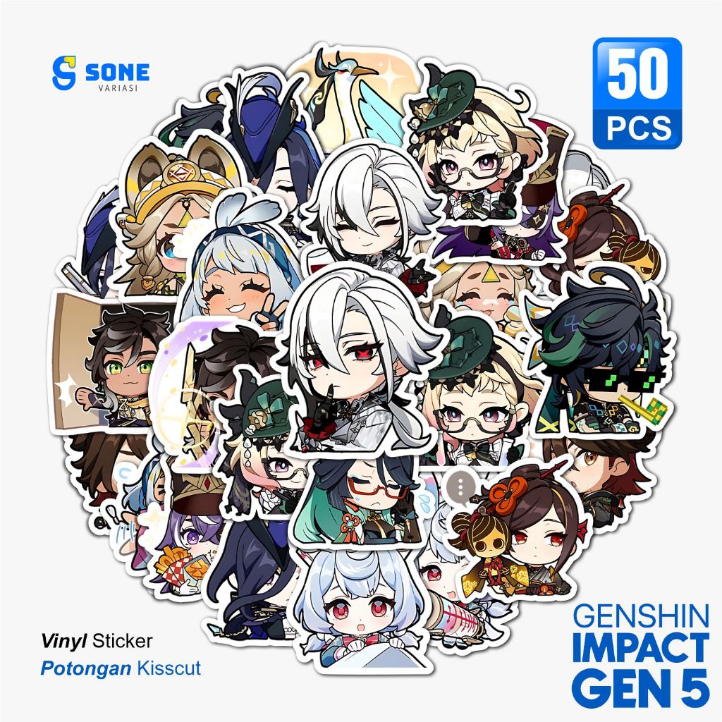 

[Gen 5] Stiker Anime Genshin Impact Paper Vinyl Dekorasi Laptop Koper Tumbler DIY