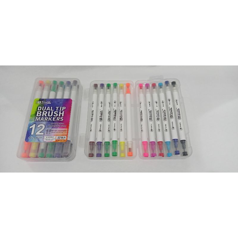 

Brush pen Bazic Dual Tip set of 12 colors markers brush tip & fibre tip