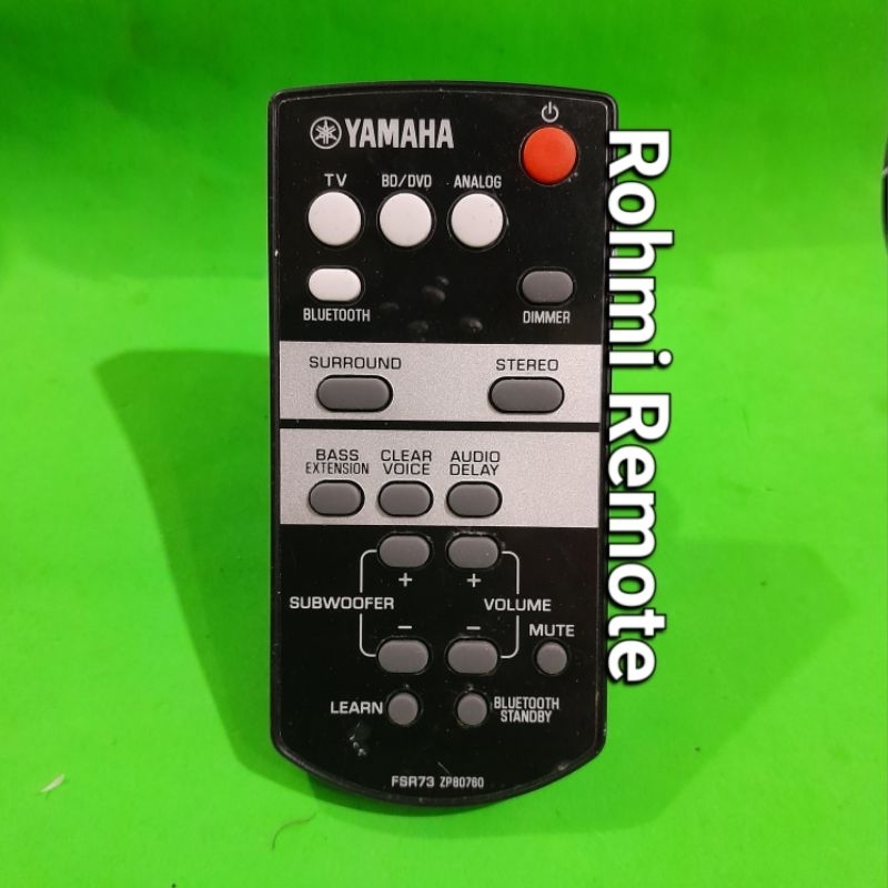 REMOTE REMOT SOUNDBAR YAMAHA SURROUND STEREO FSR73 ZP80760 ORIGINAL