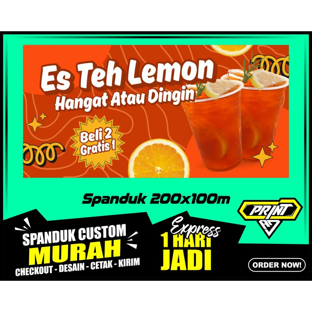 Banner ES LEMON, Spanduk ES LEMON 200x100 cm, COD, BannerES LEMON, Spanduk ES LEMON 200x100 cm,