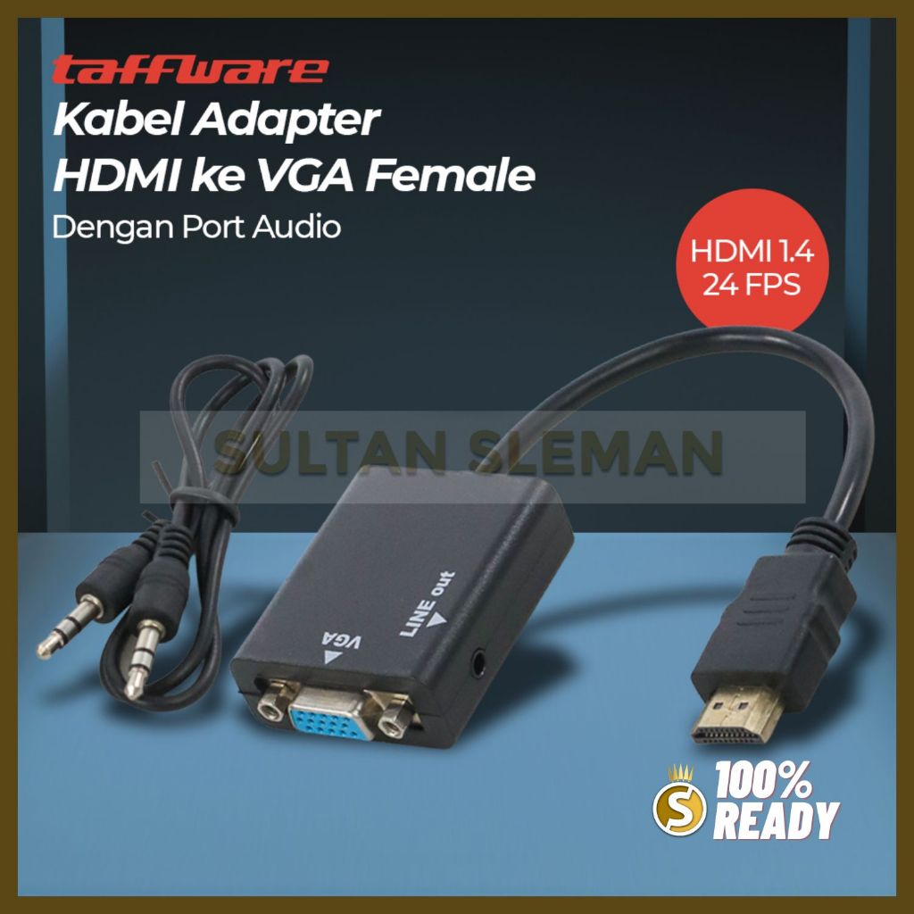 Kabel HDMI ke VGA Female / Kabel Converter HDMI (Male) to VGA (Female) Audio Converter VGA To HDMI