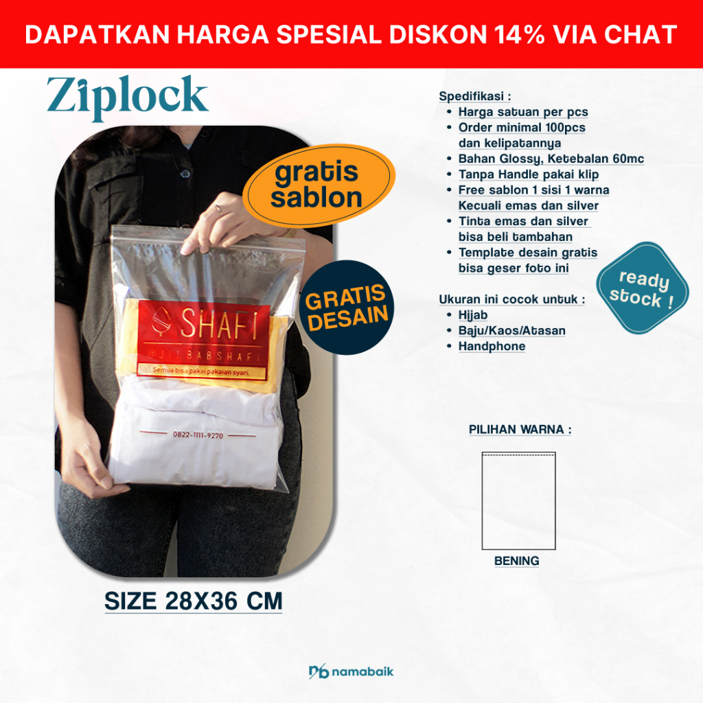 

[COD] Ziplock / Klip / Klip 28X36 CM Plastik Sablon Gratis Desain