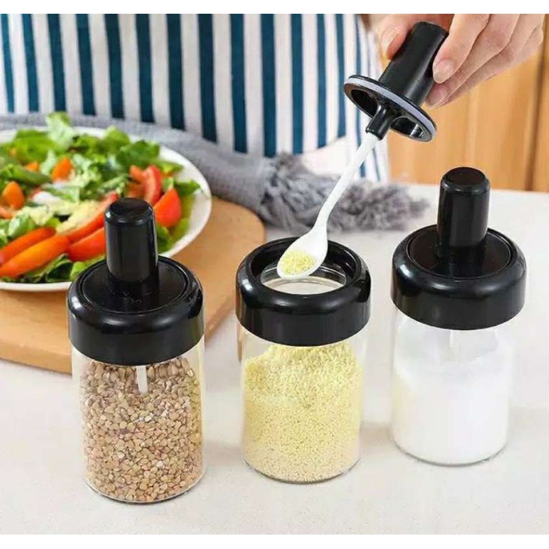 Botol Bumbu Kaca Serbaguna Wadah Bumbu Dapur