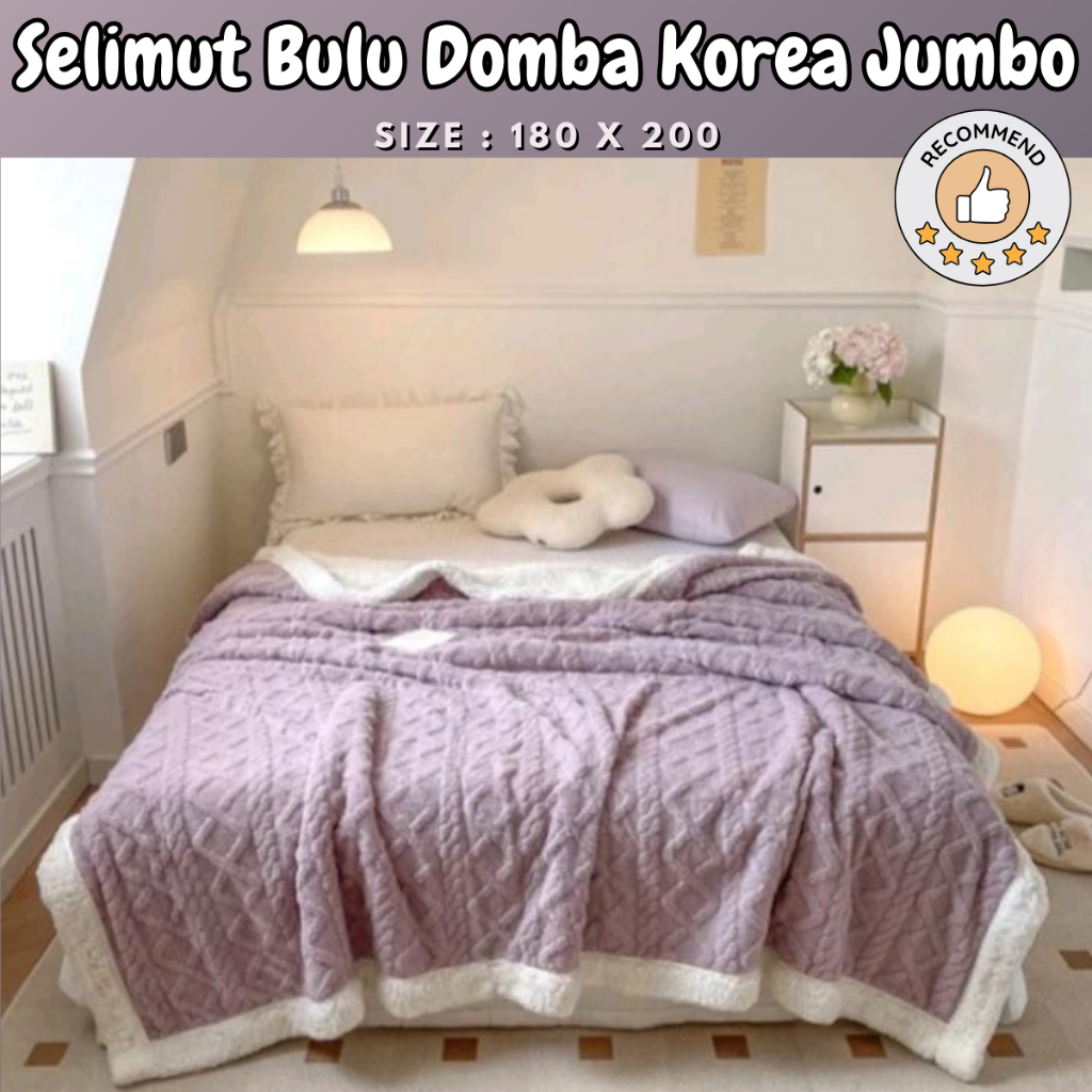 [Selimut Domba Jumbo] - Selimut Bulu Domba motif korea 180 x 200