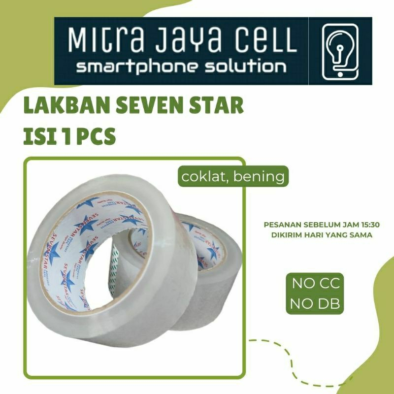 

Lakban merk SEVEN STAR 45mm x 100 yard bening / coklat isi 1pcs